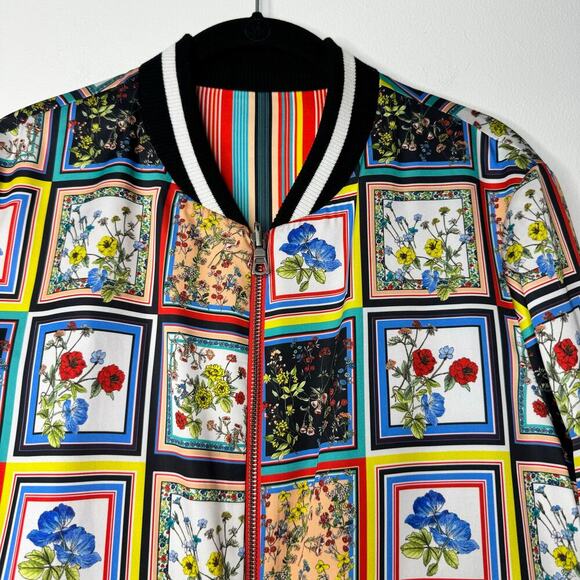 Alice + Olivia Lonnie Reversible Bomber Jacket in Tile Freesia Print Medium - Picture 2 of 10